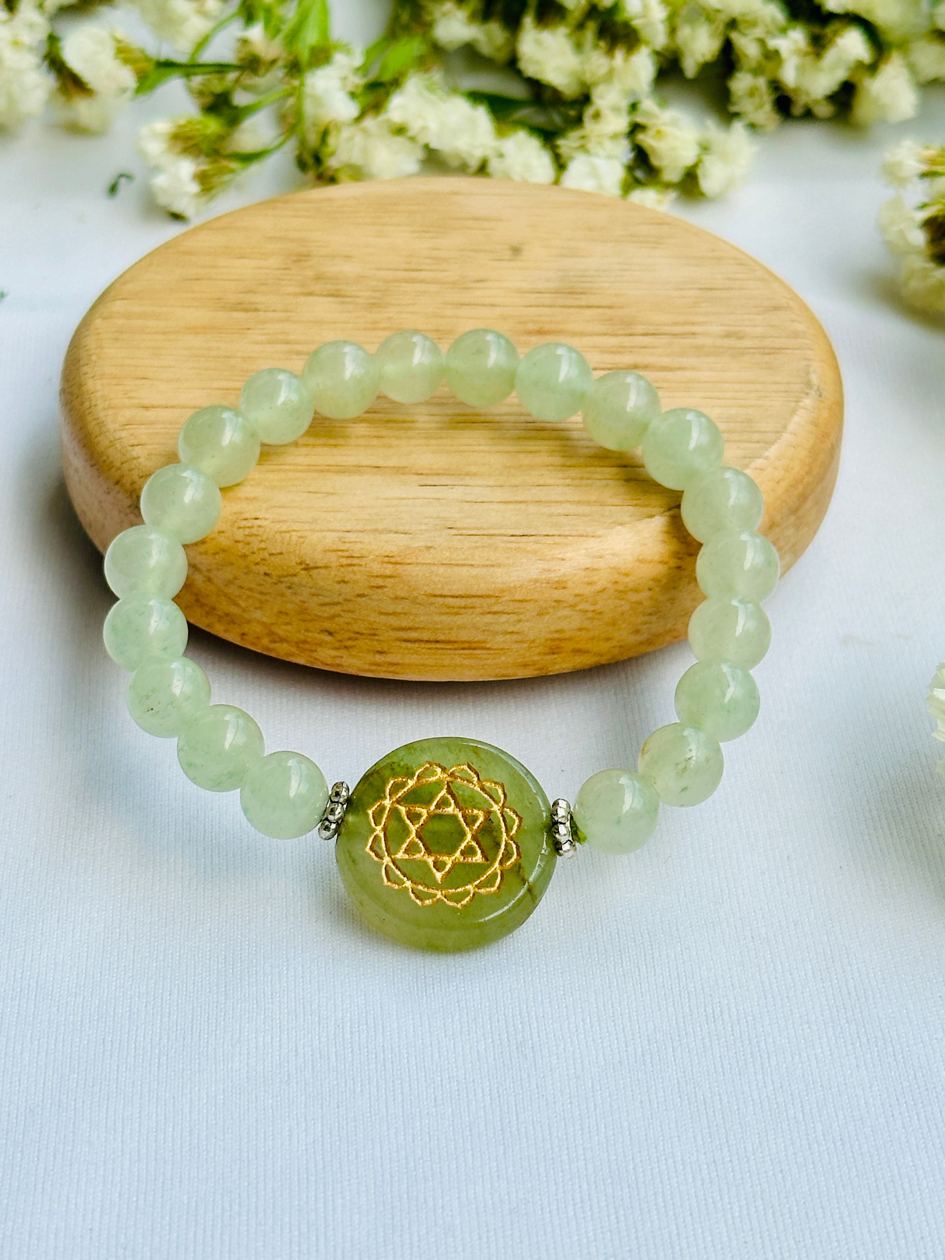 Green Calcite Heart Chakra Bracelet - Abhimantrit & Certified